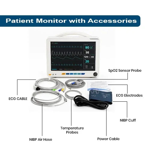 Medical monitor with attached wall mount on a white background