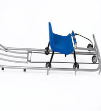 Children's sledge with blue seat on a white background