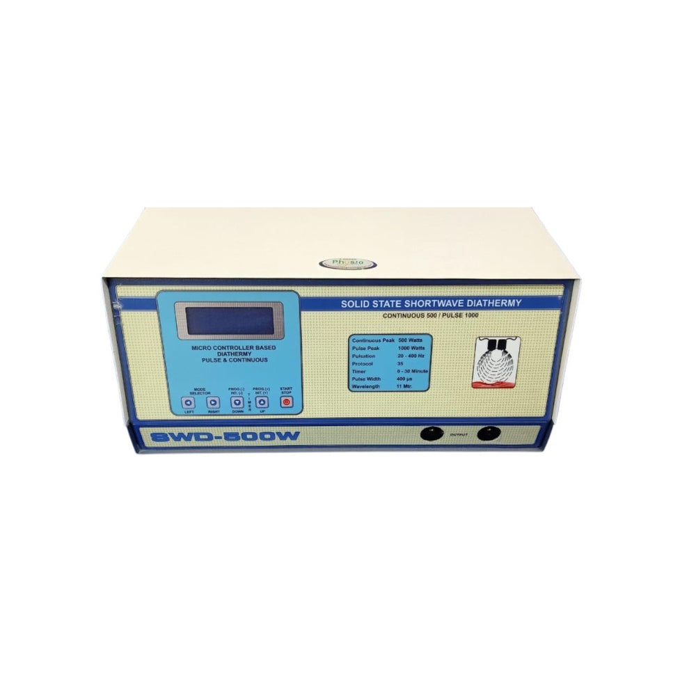 Solid state shortwave diathermy machine on a white background
