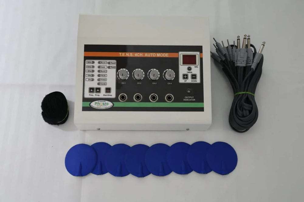 4-Channel TENS (Transcutaneous Electrical Nerve Stimulation) Machine designed for physiotherapy and pain management. 