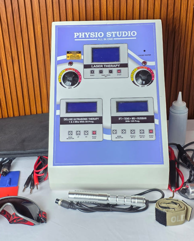 Physio Studio Machine 6 in 1 IFT MS TENS Russian Ultrasonic Laser Deep Heat with 1 Year Warranty